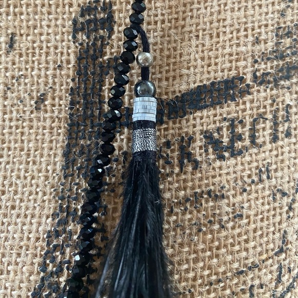 Rush by Denis and Charles New Boho Black Feather Necklace NWT Festival Bohemian - Picture 10 of 12